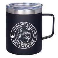 I Workout So I Can Eat Garbage Funny Gym Raccoon Trash Panda 12oz Stainless Steel Coffee Mug
