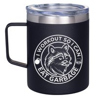 I Workout So I Can Eat Garbage Funny Gym Raccoon Trash Panda 12oz Stainless Steel Coffee Mug