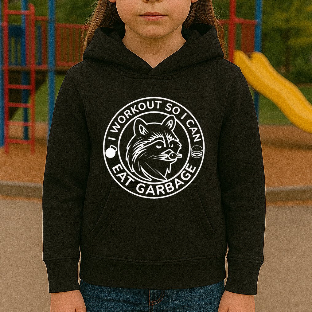 I Workout So I Can Eat Garbage Funny Gym Raccoon Trash Panda Kids Hoodie