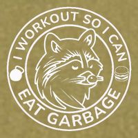 I Workout So I Can Eat Garbage Funny Gym Raccoon Trash Panda Garment-Dyed Women's Muscle Tee