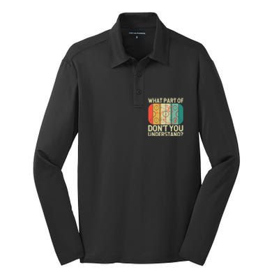 Ice Winter Sports What Part Of Hockey DonT You Understand Gift Silk Touch Performance Long Sleeve Polo