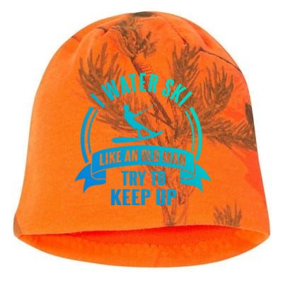 I Water Ski Like An Old Keep Up Funny Water Skiing Dad Gift Kati - Camo Knit Beanie