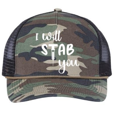 I Will Stab You Art Funny Graduating Nurse Meaningful Gift Retro Rope Trucker Hat Cap