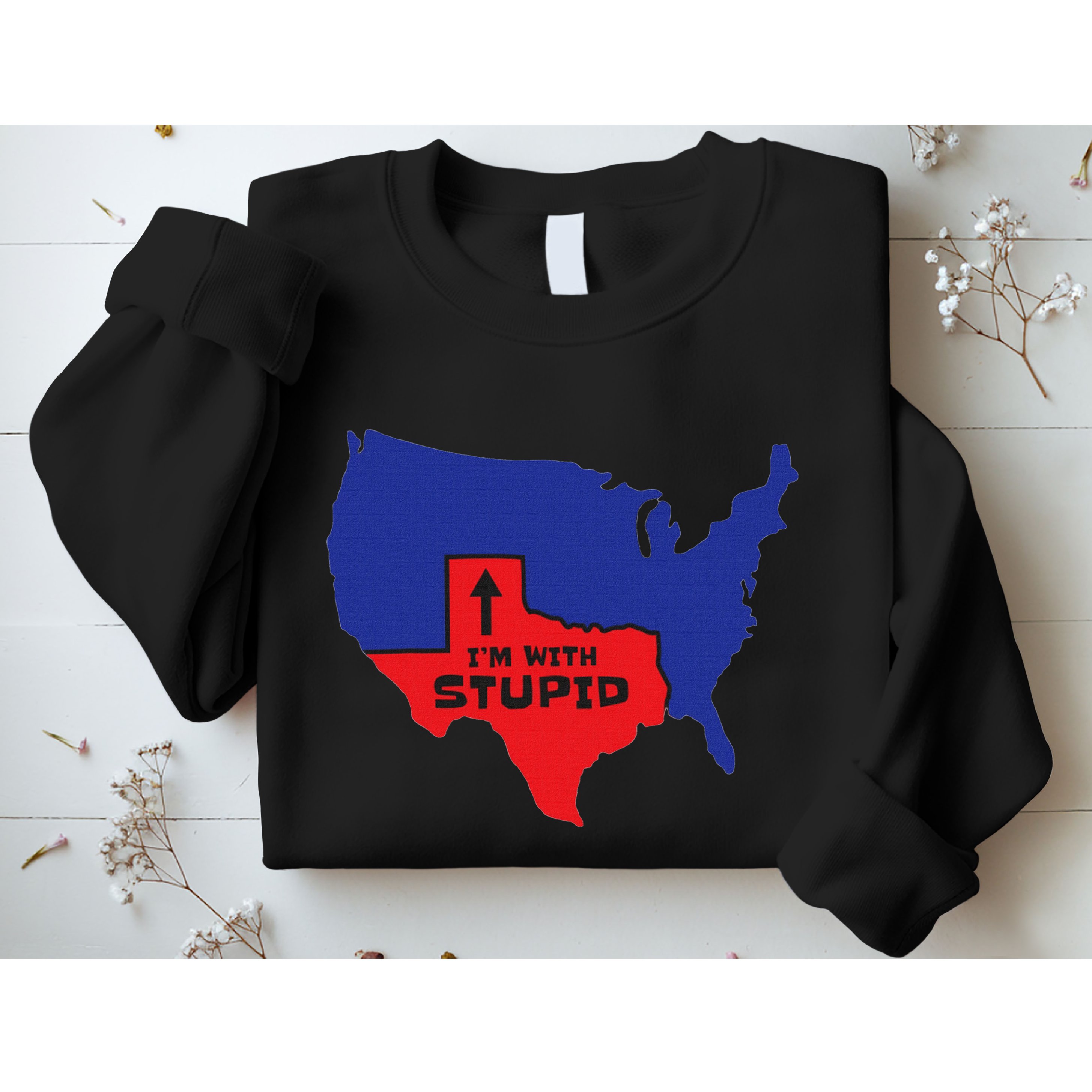 IM With Stupid Texas Map Women Gift Funny America Map Sweatshirt