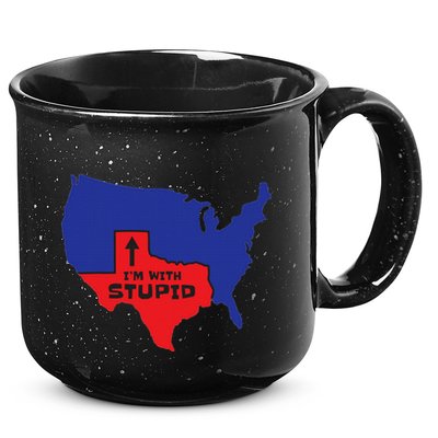 IM With Stupid Texas Map Women Gift Funny America Map 15oz Campfire Ceramic Mug