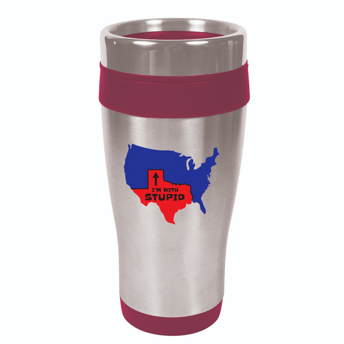 IM With Stupid Texas Map Women Gift Funny America Map 16oz Travel Tumbler