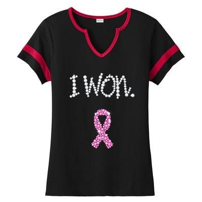 I Won Survivor Breast Cancer Awareness Ladies Halftime Notch Neck Tee