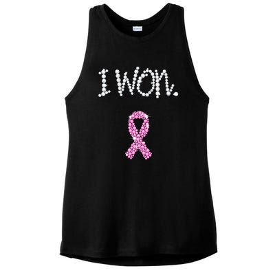 I Won Survivor Breast Cancer Awareness Ladies PosiCharge Tri-Blend Wicking Tank