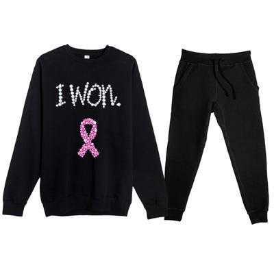 I Won Survivor Breast Cancer Awareness Premium Crewneck Sweatsuit Set