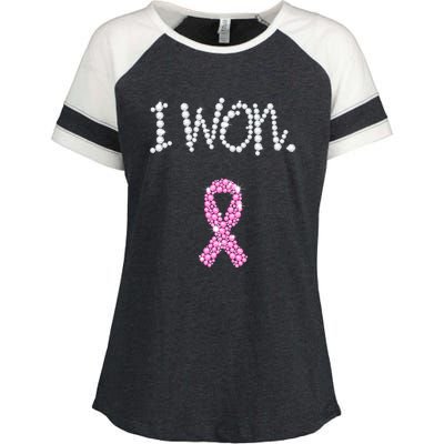 I Won Survivor Breast Cancer Awareness Enza Ladies Jersey Colorblock Tee