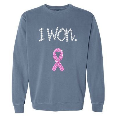 I Won Survivor Breast Cancer Awareness Garment-Dyed Sweatshirt