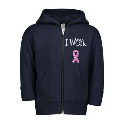 I Won Survivor Breast Cancer Awareness Toddler Zip Fleece Hoodie