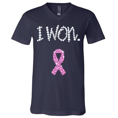 I Won Survivor Breast Cancer Awareness V-Neck T-Shirt