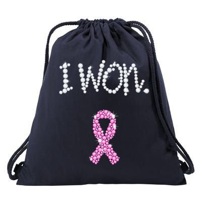 I Won Survivor Breast Cancer Awareness Drawstring Bag