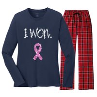 I Won Survivor Breast Cancer Awareness Women's Long Sleeve Flannel Pajama Set 