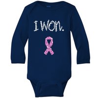 I Won Survivor Breast Cancer Awareness Baby Long Sleeve Bodysuit