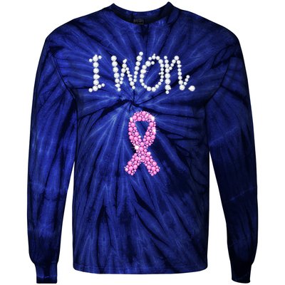 I Won Survivor Breast Cancer Awareness Tie-Dye Long Sleeve Shirt