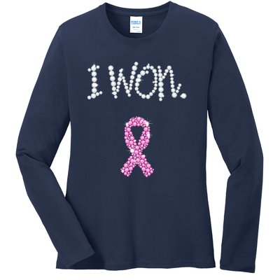 I Won Survivor Breast Cancer Awareness Ladies Long Sleeve Shirt