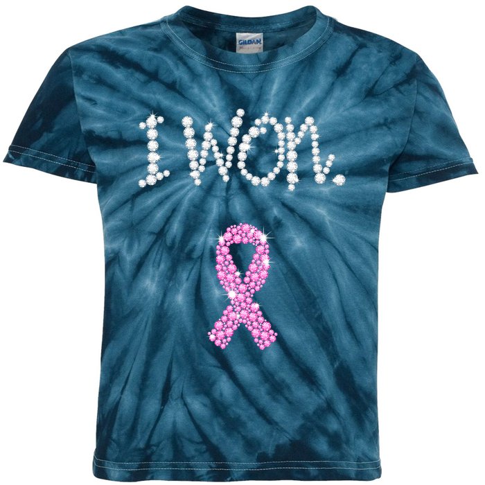 I Won Survivor Breast Cancer Awareness Kids Tie-Dye T-Shirt