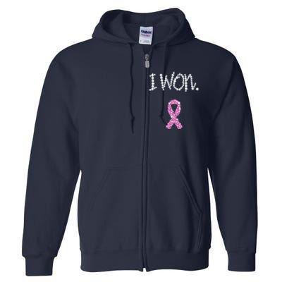 I Won Survivor Breast Cancer Awareness Full Zip Hoodie