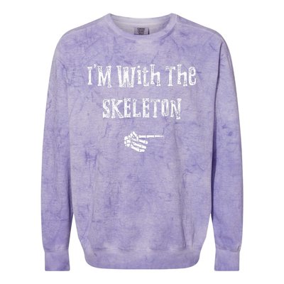 Im With Skeleton Halloween Costume Funny Couples Matching Colorblast Crewneck Sweatshirt