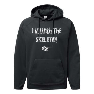 Im With Skeleton Halloween Costume Funny Couples Matching Performance Fleece Hoodie