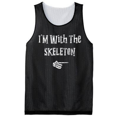 Im With Skeleton Halloween Costume Funny Couples Matching Mesh Reversible Basketball Jersey Tank