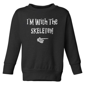 Im With Skeleton Halloween Costume Funny Couples Matching Toddler Sweatshirt