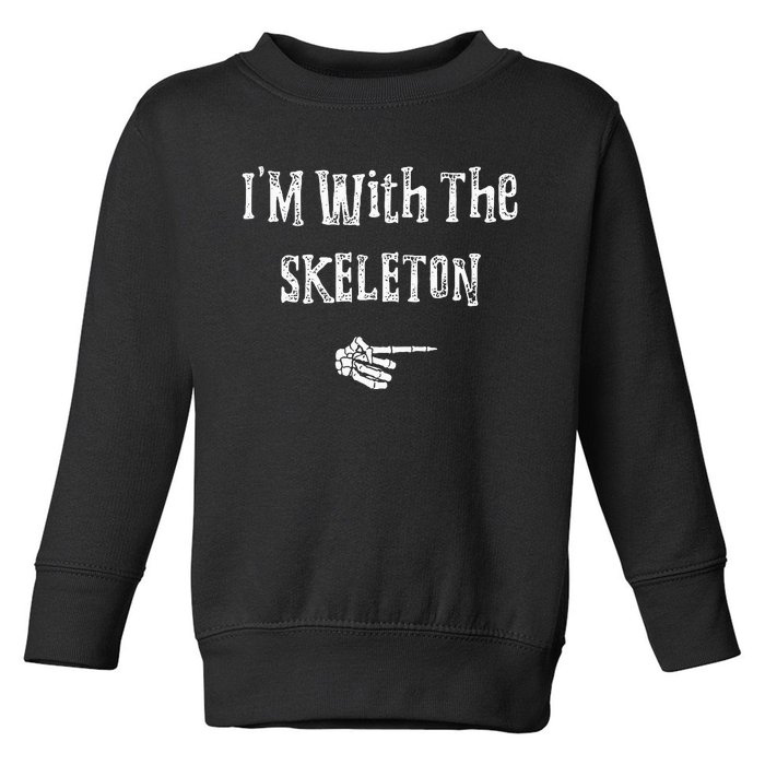 Im With Skeleton Halloween Costume Funny Couples Matching Toddler Sweatshirt