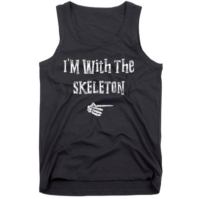 Im With Skeleton Halloween Costume Funny Couples Matching Tank Top