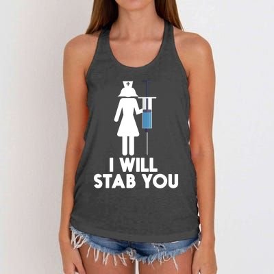 I Will Stab You Funny Graduating Nurse Gift Meaningful Gift Women's Knotted Racerback Tank