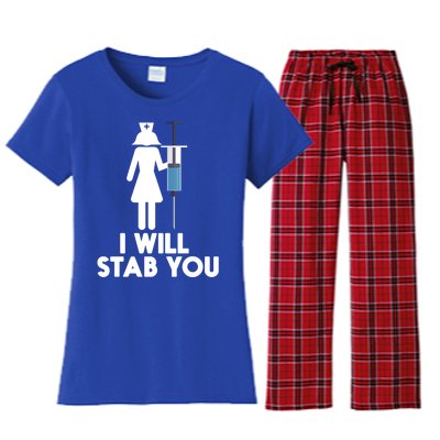 I Will Stab You Funny Graduating Nurse Gift Meaningful Gift Women's Flannel Pajama Set