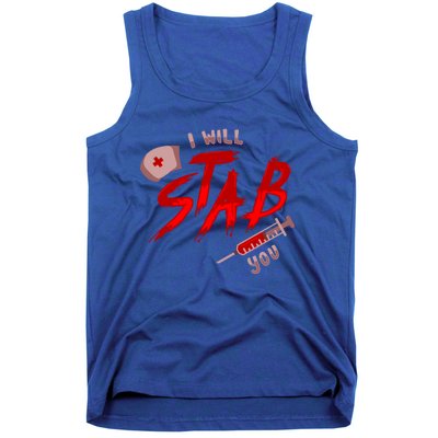 I Will Stab You Funny Nurse Flu Shot Vaccination Syringe Gift Tank Top