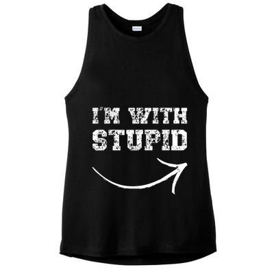 IM With Stupid Arrow Pointing Right Funny IM With Stupid Ladies PosiCharge Tri-Blend Wicking Tank