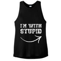 IM With Stupid Arrow Pointing Right Funny IM With Stupid Ladies PosiCharge Tri-Blend Wicking Tank