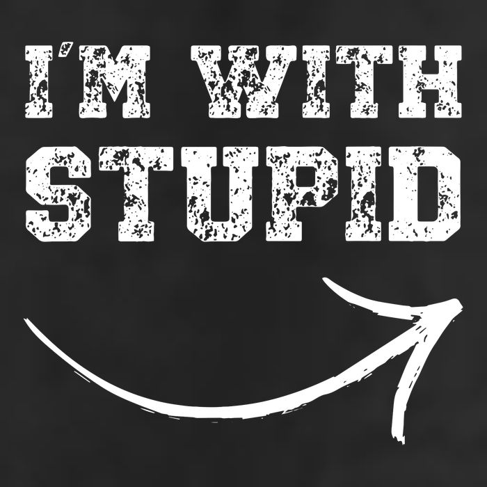 IM With Stupid Arrow Pointing Right Funny IM With Stupid Garment-Dyed Fleece Hoodie