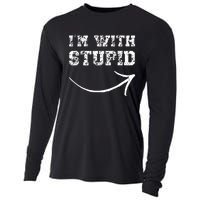 IM With Stupid Arrow Pointing Right Funny IM With Stupid Cooling Performance Long Sleeve Crew