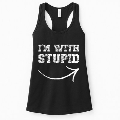 IM With Stupid Arrow Pointing Right Funny IM With Stupid Womens Tank Top