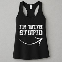 IM With Stupid Arrow Pointing Right Funny IM With Stupid Womens Tank Top