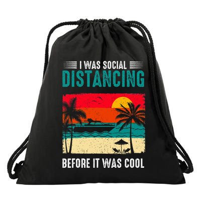 I Was Social Distancing Before It Was Cool Funny Sail Boat Drawstring Bag