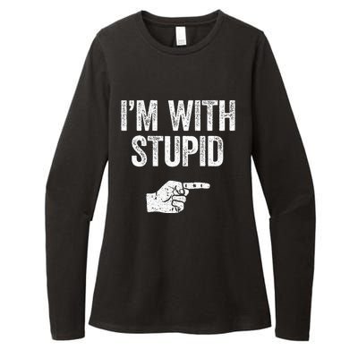 Im With Stupid Funny Sarcastic Womens CVC Long Sleeve Shirt