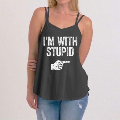 Im With Stupid Funny Sarcastic Women's Strappy Tank