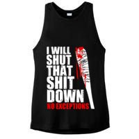 I Will Shut That Shit Down No Exceptions Ladies PosiCharge Tri-Blend Wicking Tank