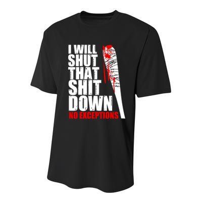 I Will Shut That Shit Down No Exceptions Youth Performance Sprint T-Shirt
