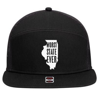 Illinois Worst State Ever IL Sucks Funny Graphic 7 Panel Mesh Trucker Snapback Hat