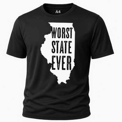 Illinois Worst State Ever IL Sucks Funny Graphic Cooling Performance Crew T-Shirt