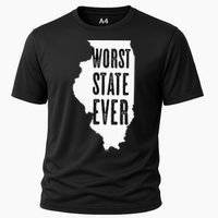 Illinois Worst State Ever IL Sucks Funny Graphic Cooling Performance Crew T-Shirt