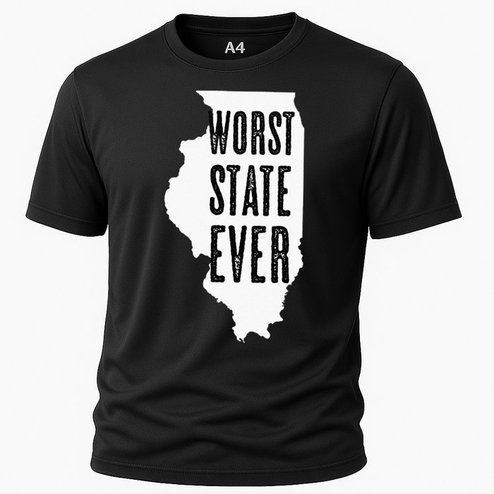 Illinois Worst State Ever IL Sucks Funny Graphic Cooling Performance Crew T-Shirt