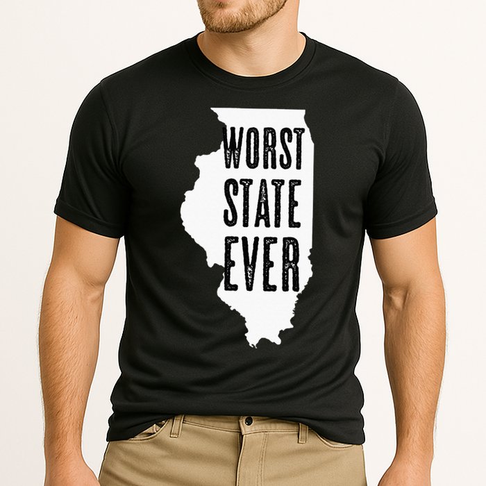Illinois Worst State Ever IL Sucks Funny Graphic Cooling Performance Crew T-Shirt
