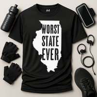 Illinois Worst State Ever IL Sucks Funny Graphic Cooling Performance Crew T-Shirt